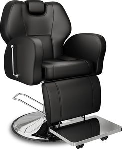 Sillones <span class=keywords><strong>peluqueria</strong></span> Cadeira de barbeiro Profissional bomba hidráulica todo cuero sintético negro salón barbería silla para hombres - Product Image 1