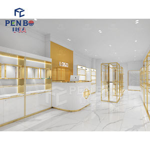 Étagère de présentation de vêtements de mariée en or avec éclairage LED moderne et luxueux, design haut de gamme pour boutique de robes pour femmes - Product Image 3