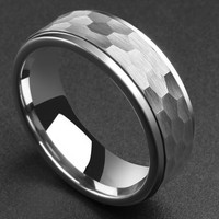 Edelstahl gehämmert Qualität Mode kreative Silber Wabe Edelstahl Ring für Männer