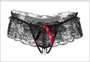 Ondeugende Kanten Jurk Ontwerp Panty Zwart Parel Kruis Slipje String Voor Meisjes - Product Image 5