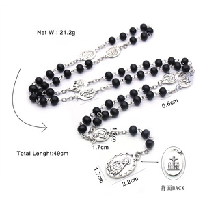 <span class=keywords><strong>Rosario</strong></span> de Cuentas Negras con Cruz, Joyería Religiosa Cristiana, Collar de los Siete Dolores - Product Image 3