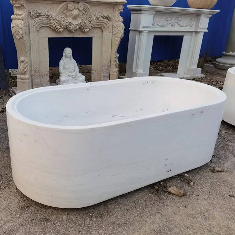 Отдельно стоящая Ванна с резьбой по натуральному мрамору
