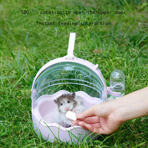 MOFESIPI Fournitures pour hamster Cage de voyage pour hamster avec bouteille d'eau Cage de sortie pour petits animaux de compagnie à sangle réglable - Product Image 4