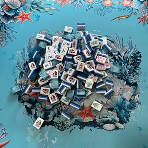 Dropshipping, 1 Juego Mínimo, Juego de Mahjong Personalizado Azul Sirena, 160 Fichas de Mahjong Americanas de Lujo Grabadas en Acrílico de 4 Capas - Product Image 2