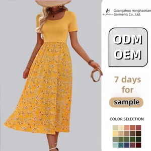 Abito quotidiano personalizzato ODM donna Maxi abito semplice stampa <span class=keywords><strong>primavera</strong></span> Splicing tessuto quotidiano per la stagione autunnale - Product Image 1