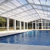 Luxuriöse Moderne Flache Einziehbare Schwimmbadüberdachung Motorisiertes Schiebeglashaus Wasserdichter Intelligenter Wintergarten