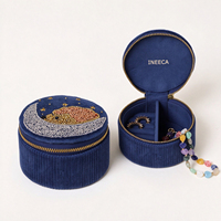Boîte à bijoux personnalisée en coton avec broderie perlée, boîte cadeau, boîte d'emballage pour bracelet, bague, boucles d'oreilles, collier