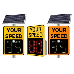 Advertencia de carretera LED radar solar señal de límite de velocidad pantalla LED radar portátil señales de tráfico señal de velocidad de radar