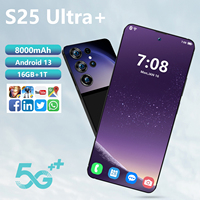 Harga Pabrik 2024 S25 Ultra+ Smartphone 5G Dual SIM+Kartu TF Tanpa Kunci Layar HD 90Hz Resolusi Layar 108MP Kamera Belakang Spanyol Afrika