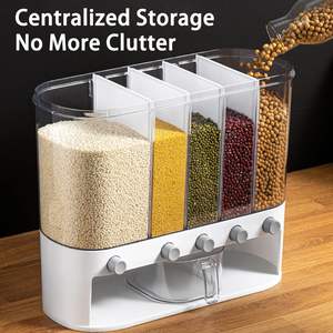 Utensilios de Cocina, Caja de Almacenamiento de Alimentos Secos, Dispensador de Granos, Dispensador de Cereales de 6 Compartimentos, Contenedor de Arroz de 10 kg - Product Image 4