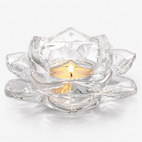 Porte-bougie en verre Fleur de Lotus de Luxe - Décoration Zen Élégante pour la Maison et Centre de Table de Mariage