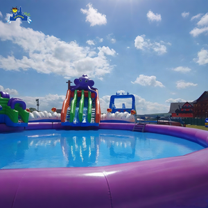 Parc aquatique gonflable rond extérieur pour équipements de jeux aquatiques, zone de divertissement aquatique - Product Image 4