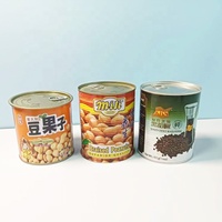 Boîte de conserve en métal imprimée en usine personnalisée avec couvercle rond scellé facile à ouvrir pour l'emballage alimentaire de noix d'arachide