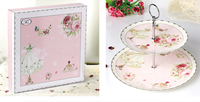 Vaisselle jetable en porcelaine et céramique à 2 maillons, vaisselle à bord doré, Design Floral, service de table, vente en gros