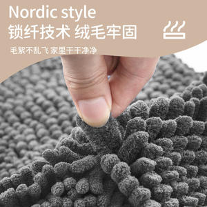 Alfombra de Baño Rectangular de Chenilla Azul Antideslizante y Absorbente para Entrada de Baño - Product Image 4