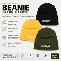 Gorro de invierno de punto sin dobladillo con logotipo personalizado bordado estilo urbano al por mayor, gorro sin ribete
