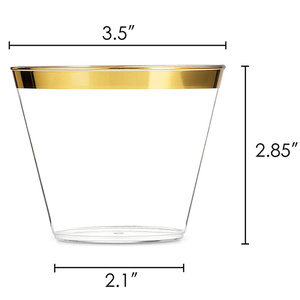 Wholesale Disposable Hard Plastic <b>Cups</b> 9 oz <b>Gold</b> for Wedding Christmas Birthday Parties - Product Image 4