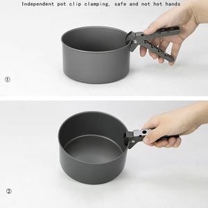 Ensemble de casseroles de camping pour 5-6 personnes pliantes en aluminium couvercle en acier inoxydable portable en aluminium 3 pièces Kit de désordre en étain - Product Image 6