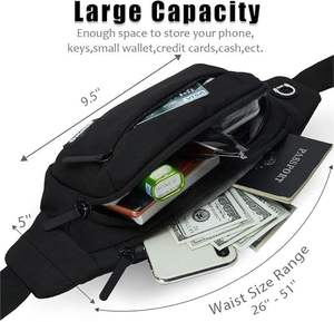 <span class=keywords><strong>SINNO</strong></span>, riñonera cruzada grande, 4 bolsillos con cremallera, riñonera para mujeres/hombres para Viajes, Perros, caminar, deportes al aire libre, llevar todo - Product Image 3