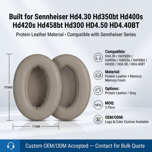 Coussinets de remplacement en cuir protéiné pour casque Sennheiser hd4.30 hd350bt <span class=keywords><strong>hd400s</strong></span> hd420s hd458bt hd300 HD4.50 HD4.40BT - Product Image 2