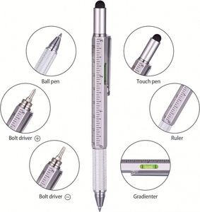6 in 1 Multifunctional Tool Heavy Metal Ballpoint With Level and Screwdrivers Customized Logo Universal Stylus <b>Pen</b> - Product Image 2