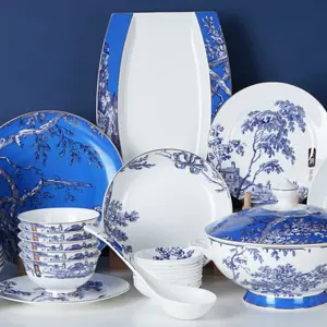 Роскошная китайская посуда, набор посуды, набор для хранения, набор тонкой керамической посуды, китайская кость
