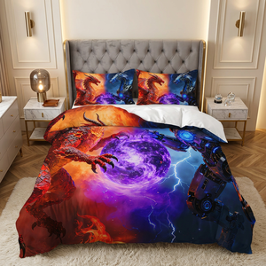 Parure de lit de luxe imprimée Pterosaure 3 pièces, moderne et élégante, en microfibre douce, pour lits King, Queen et adolescents – Toute la literie - Product Image 1