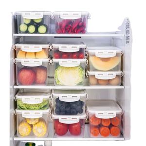 Rectangle PP Plastic Food <b>Container</b> Fridge Organizer with Silicone Sealed Lid <b>Stackable</b> <b>Storage</b> for Fruit & Vegetables - Product Image 1