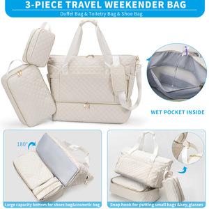Sac de voyage personnalisé pour femme, sac de week-end, sac de voyage de nuit, sac fourre-tout, sacs de voyage avec compartiment à chaussures - Product Image 5
