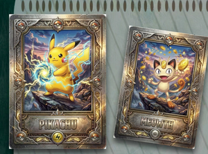 Wholesale Pokmon Japanese Style Anime Metal Trading Cards Premium Custom Alloy Table <strong>Game</strong> Full Color Printing Square Corners - Product Image 2