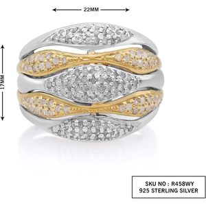 Anillo de diamantes Ornaatis de 0,75 quilates de talla redonda, dos tonos, plata de ley 925, Wave Dome, talla 7 para mujer, elegante - Product Image 2