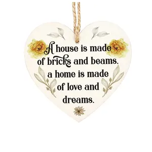 Wooden Hanging Heart Shape Plaque New home Sign Plaques Wood Hanging Sign for Home Door Decor wooden house plaques