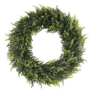 Guirlande verte artificielle pour fenêtre de jardin, décoration de mariage, en faux cèdre, couronne en bois de boxfishing