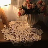Napperons ronds en coton crocheté faits main de 13 pouces, couleur beige, design moderne, multifonctionnels et lavables