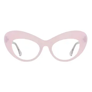 Yc armações de óculos de polimento artesanal, armações de óculos para polimento de gatinho, tamanho grande, de acetato, para todo o rosto