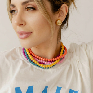 Colorful <b>Resin</b> <b>Craft</b> Beaded Necklace Round Shape Fashion Statement Jewelry Accessory - Product Image 1