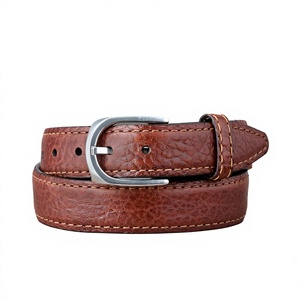Cinturón de cuero genuino de color marrón con hebilla de acero inoxidable, duradero, de alta calidad, cinturones formales para hombre, para regalo - Product Image 1