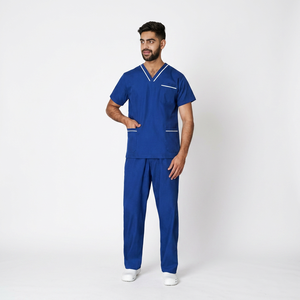 Spandex/Polyester Woven Dobby High-End Unisex Beauty Salon Dental Physiotherapy Nurse Hospital Doctor <b>Scrub</b> <b>Top</b> Workwear Uniform - Product Image 1
