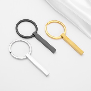 Wholesale DIY Stainless Steel Keychain Custom Laser <b>Engraved</b> Black Rectangle Cubic Fashion Style - Product Image 2