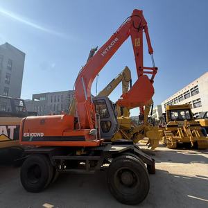 Hitachi EX100WD Wheeled Excavator 2020 Model 12 Ton Orange Hydraulic Arm Standard Bucket with Motor Pump Gearbox PLC - Product Image 1