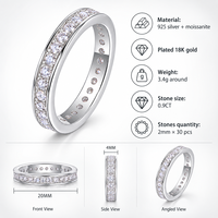 S925 Sterling Silver Moissanite Anneau Fermé Simple À La Mode Classique De Luxe Bague De Mariage Bijoux