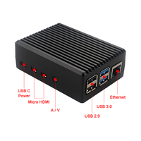 Raspberry Pi 4B Caja de aleación de aluminio Caja protectora de metal Caja de carcasa de enfriamiento pasivo Caja de metal de calor para Raspberry Pi