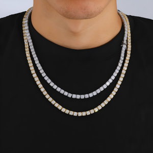 Hip Hop Bling Moissanite Tennis <b>Chain</b> 925 Sterling Silver Custom <b>Iced</b> <b>Out</b> Necklace Diamond Tester Approved - Product Image 4