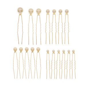 Ensemble d'épingles à cheveux mixtes de 18 pièces de 10cm, épingles en forme de U et <span class=keywords><strong>perle</strong></span>, accessoire de coiffure pour <span class=keywords><strong>chignon</strong></span> de tous les jours, matériel PC en métal tendance pour filles, fêtes - Product Image 5