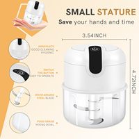 Hachoir à ail électrique rechargeable par USB, bol en verre, mini robot culinaire pour la nourriture pour bébé, oignon, gingembre, sauce chili