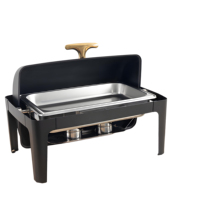 Plat à réchaud de luxe noir en acier inoxydable 201, 9L, double combustible, pour buffet, hôtel et restaurant