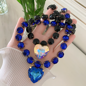 LS-L6215 Collane Gotiche con <span class=keywords><strong>Cuore</strong></span> di Cristallo all'Ingrosso, Collane con Ciondolo Arcobaleno AB Blu Zaffiro, <span class=keywords><strong>Collana</strong></span> con <span class=keywords><strong>Grande</strong></span> <span class=keywords><strong>Cuore</strong></span> di Strass - Product Image 5