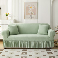 Housse de Canapé Jacquard Tricotée Extensible de Luxe, Ensemble 4/3/2/1 Places, Protection de Canapé avec Jupette pour Décoration d'Intérieur