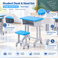 Ensemble de mobilier scolaire commercial : Bureau et tabouret pour étudiant en PP, hauteur fixe, avec plateau en option – Vente en gros