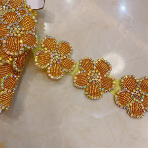 1 <span class=keywords><strong>Yard</strong></span> berlian imitasi AB emas kristal besi pada Applique berlian <span class=keywords><strong>patch</strong></span> untuk menjahit pakaian - Product Image 5